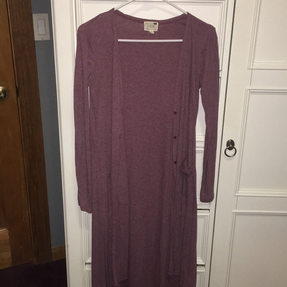 Purple LA Hearts long front button cardigan - Picture 2 of 4